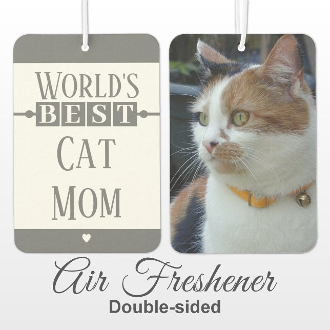 Best cat mum add photo grey car air freshener (Creator Uploaded)