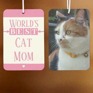 Best cat mum add photo pink car air freshener