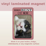 Best cat mum add photo pink green magnet<br><div class="desc">Celebrate the purr-fect cat mum in your life with this adorable photo magnet! A must-have for any animal lover, this vinyl laminated magnet is a sweet way to show off your favourite kitty moment. Whether it’s for the fridge, locker, or any magnetic surface, it’s a fun and stylish way to...</div>