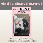 Best cat mum add photo pink grey magnet<br><div class="desc">Celebrate the purr-fect cat mum in your life with this adorable photo magnet! A must-have for any animal lover, this vinyl laminated magnet is a sweet way to show off your favourite kitty moment. Whether it’s for the fridge, locker, or any magnetic surface, it’s a fun and stylish way to...</div>