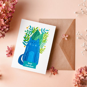 Best Cat Mum Cat and branches illustration Holiday Card