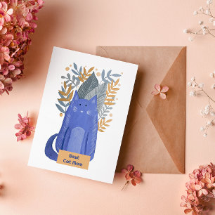 Best Cat Mum Cat and branches illustration Holiday Card