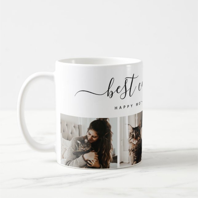 Best Cat Mum: Custom Mother's Day Cat Photo Coffee Mug (Left)