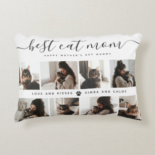 Best Cat Mum: Custom Mother's Day Cat Photo Decorative Cushion