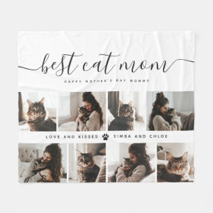 Best Cat Mum: Custom Mother's Day Cat Photo Fleece Blanket