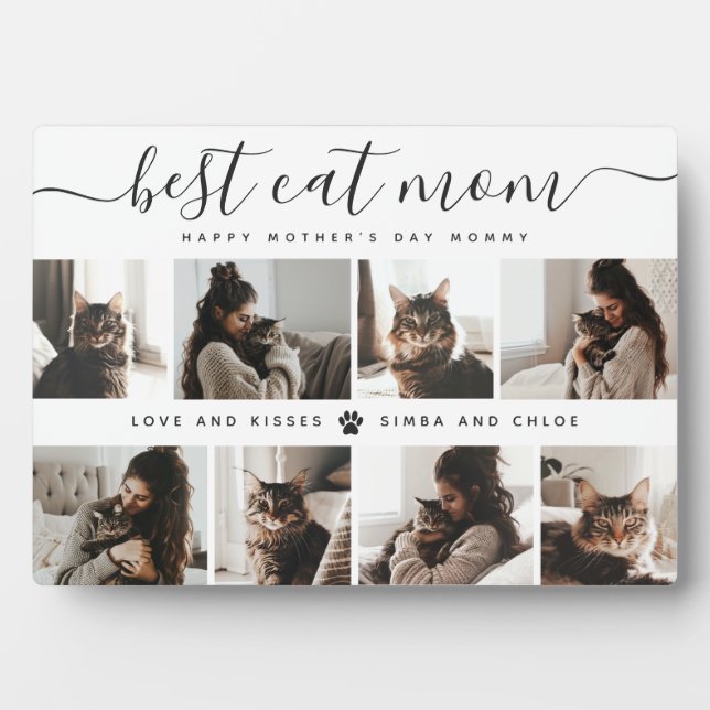 Best Cat Mum: Custom Mother's Day Cat Photo Plaque (Front)