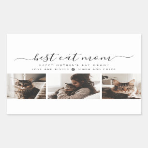Best Cat Mum: Custom Mother's Day Cat Photo Rectangular Sticker