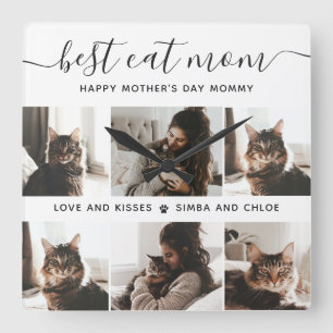 Best Cat Mum: Custom Mother's Day Cat Photo Square Wall Clock