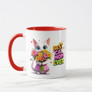 Best Cat Mum Cute Kitty With Flowers 🐾 Mug