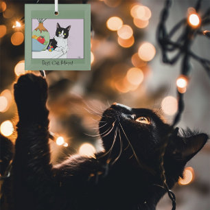 Best Cat Mum Cute Tuxedo Cat Mother's Day Glass Tree Decoration