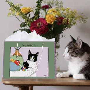 Best Cat Mum Cute Tuxedo Cat Mother's Day Large Gift Bag