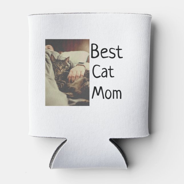 Best cat mum dad add cat photo name gift template  can cooler (Front)