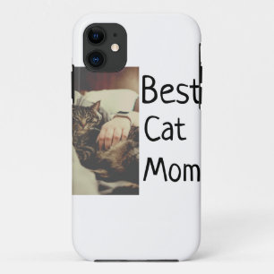 Best cat mum dad add cat photo name gift template iPhone 11 case
