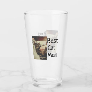 Best cat mum dad add cat photo name gift template glass