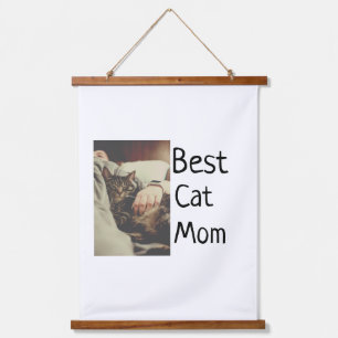 Best cat mum dad add cat photo name gift template  hanging tapestry