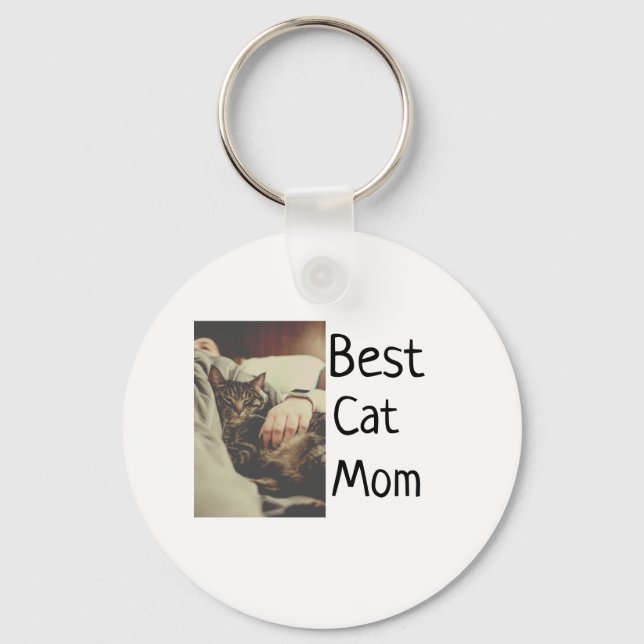Best cat mum dad add cat photo name gift template  key ring (Front)