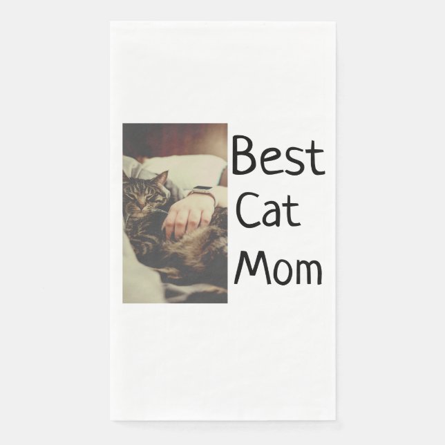 Best cat mum dad add cat photo name gift template  napkin (Front)