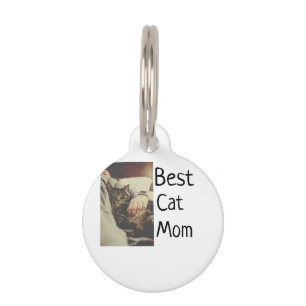 Best cat mum dad add cat photo name gift template pet tag