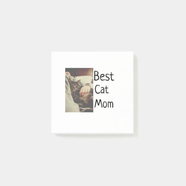 Best cat mum dad add cat photo name gift template  post-it notes (Front)