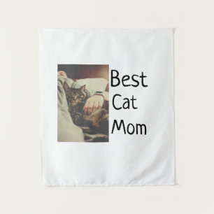 Best cat mum dad add cat photo name gift template tapestry