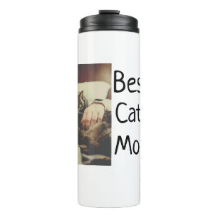 Best cat mum dad add cat photo name gift template thermal tumbler