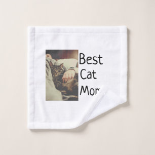 Best cat mum dad add cat photo name gift template wash cloth
