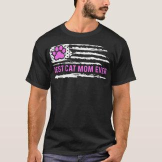 Best Cat Mum Ever American Flag Cat Lovers Funny M T-Shirt
