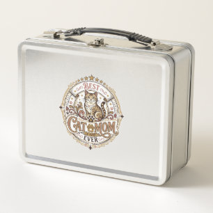 Best Cat Mum Ever Cat Mum Dad Parent Vintage Vecto Metal Lunch Box
