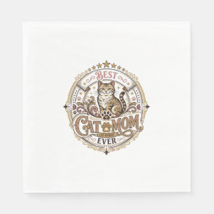 Best Cat Mum Ever Cat Mum Dad Parent Vintage Vecto Napkin