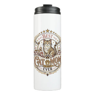 Best Cat Mum Ever Cat Mum Dad Parent Vintage Vecto Thermal Tumbler