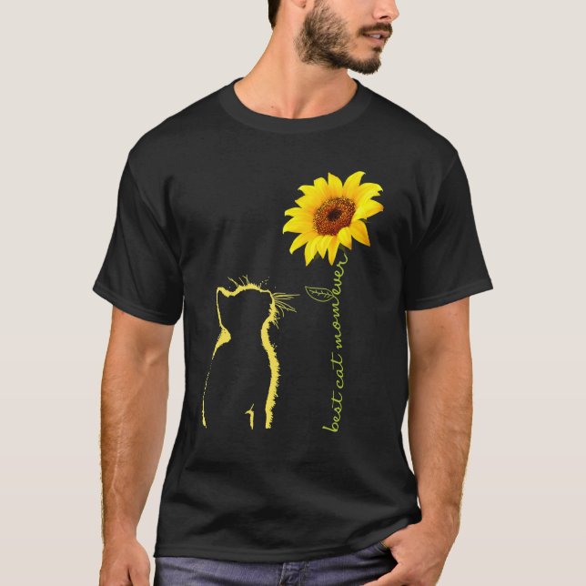 Best Cat Mum Ever Cat Mum Sunflower Mother's Day C T-Shirt (Front)