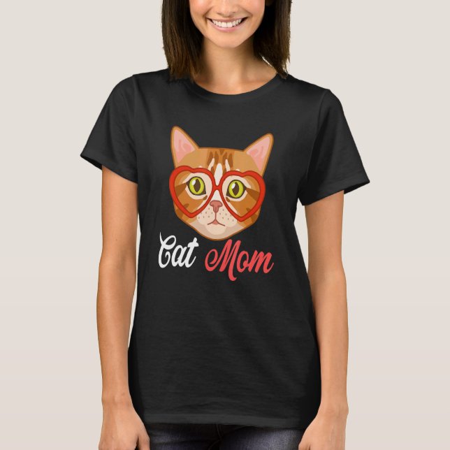 Best Cat Mum Ever Colourful Cat With Sunglass T-Shirt (Front)