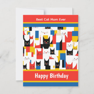 Best Cat Mum Ever Colourful Cats Birthday Holiday Card
