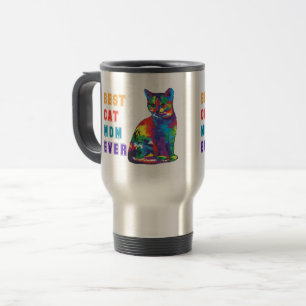 Best cat mum ever colourful cute cat kitten travel mug