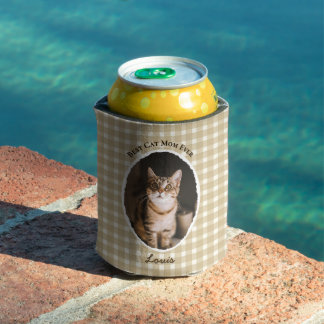 Best Cat Mum Ever Custom Funny Cute 2 Pet Photos Can Cooler