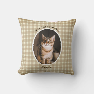 Best Cat Mum Ever Custom Funny Cute 2 Pet Photos Cushion