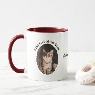 Best Cat Mum Ever Custom Funny Cute 2 Pet Photos Mug
