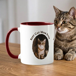 Best Cat Mum Ever Custom Funny Cute 2 Pet Photos  Mug