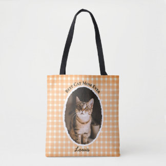 Best Cat Mum Ever Custom Funny Cute 2 Pet Photos Tote Bag