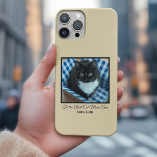 Best Cat Mum Ever Custom Photo and Text iPhone 16 Pro Max Case