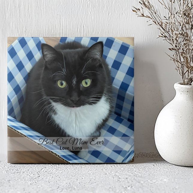 Best Cat Mum Ever Custom Photo and Text Tile (Creator Uploaded)