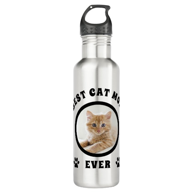 Best Cat Mum Ever Custom Photo Personalised 710 Ml Water Bottle (Front)