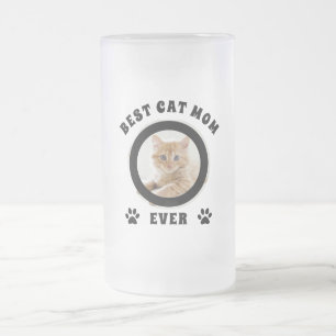 Best Cat Mum Ever Custom Photo Personalised Frosted Glass Beer Mug