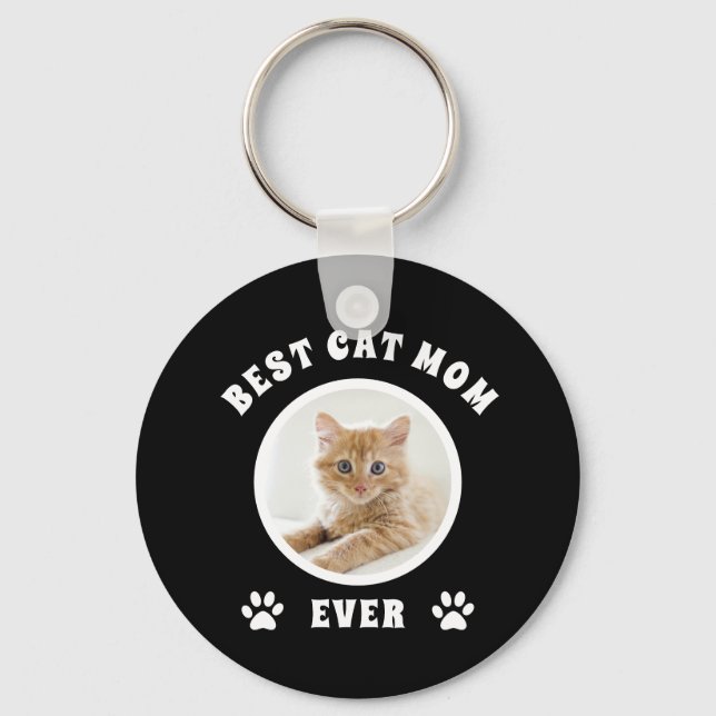 Best Cat Mum Ever Custom Photo Personalised Key Ring (Front)