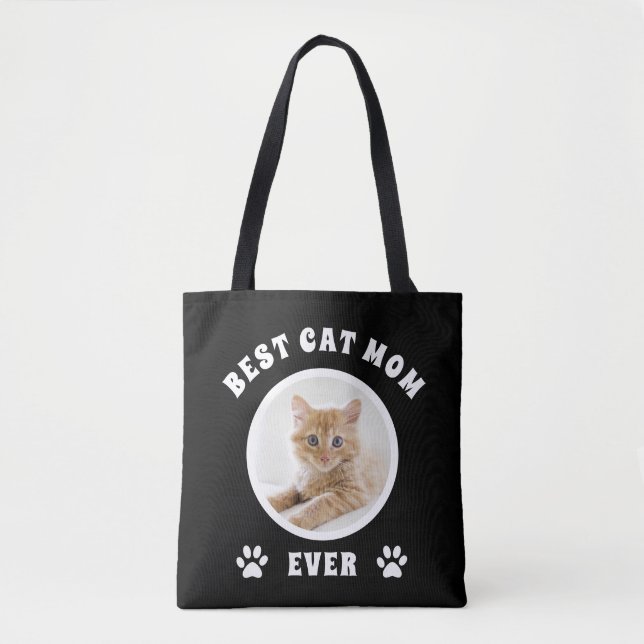 Best Cat Mum Ever Custom Photo Personalised Tote Bag (Front)