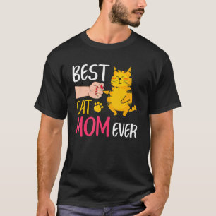 Best Cat Mum Ever Cute Cat Fist Bump Women Mothers T-Shirt