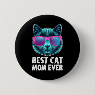 Best Cat Mum Ever Cute Funny Glasses 6 Cm Round Badge