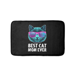 Best Cat Mum Ever Cute Funny Glasses Bath Mat