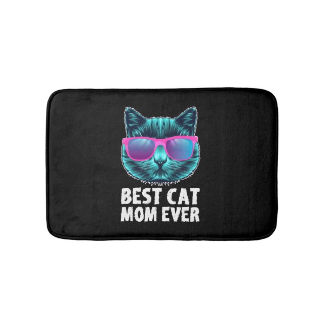 Best Cat Mum Ever Cute Funny Glasses Bath Mat (Front)