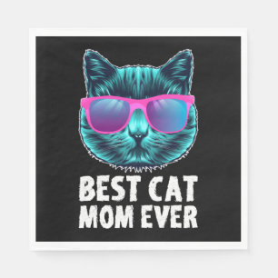 Best Cat Mum Ever Cute Funny Glasses Napkin